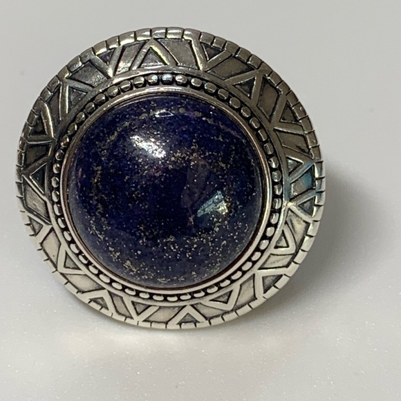 Silpada Intricate Sterling Silver Lapis Lazuli Cabochon Peruvian Design Ring - Picture 15 of 16